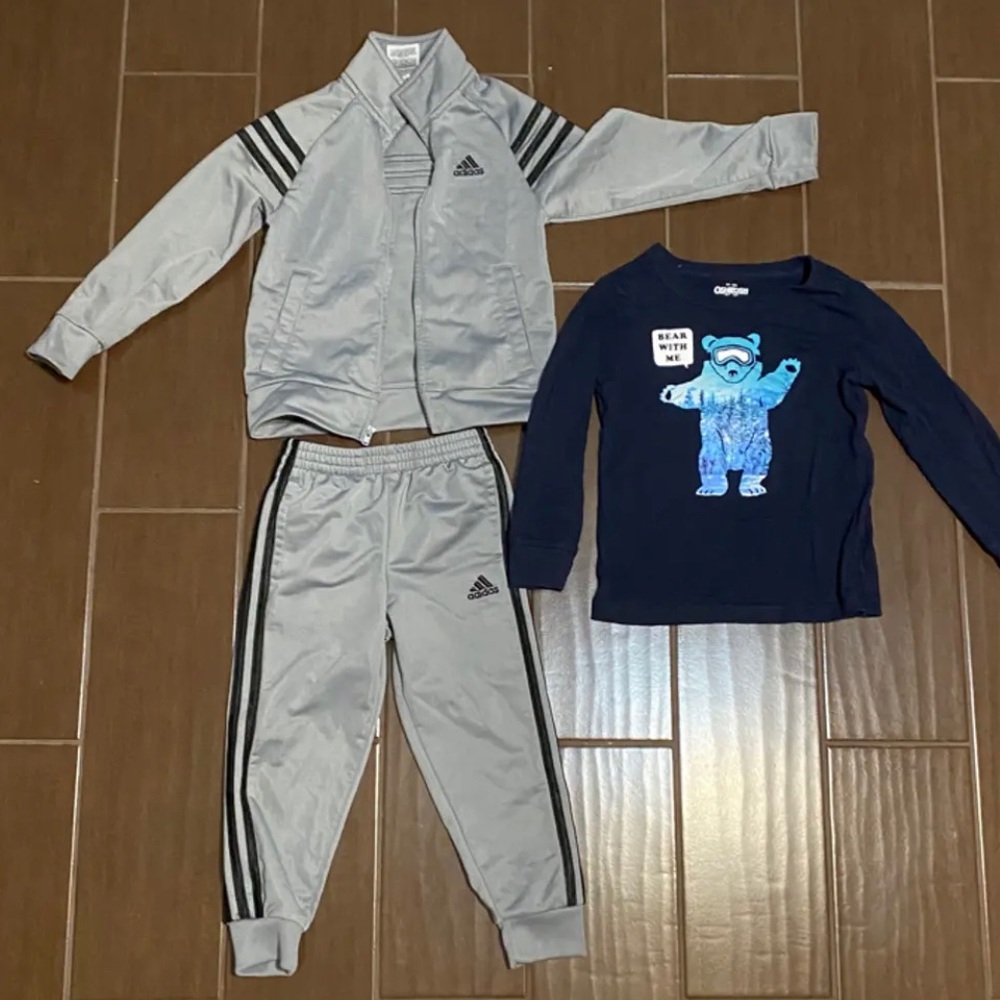 Boy Adidas pant and jacket set w/ 1 osh kosh shirt